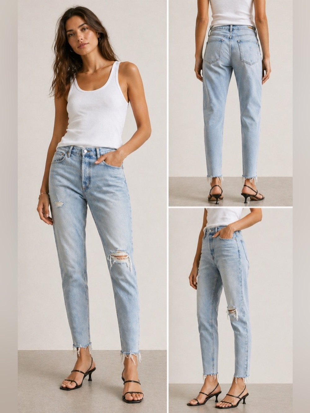 AGOLDE Light Wash Distressed Denim Jeans Size 32 Raw Hem